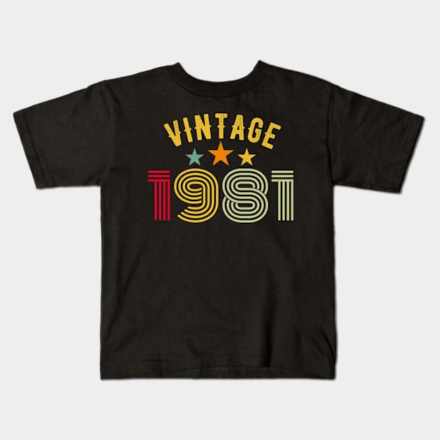 Vintage 1981 40th Birthday gift Kids T-Shirt by PlusAdore